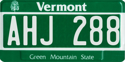 VT license plate AHJ288
