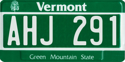 VT license plate AHJ291