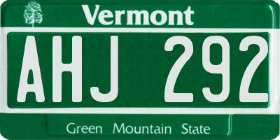 VT license plate AHJ292