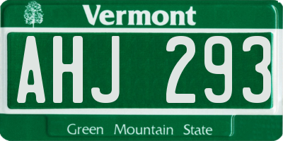 VT license plate AHJ293