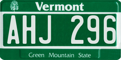 VT license plate AHJ296