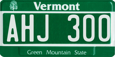 VT license plate AHJ300