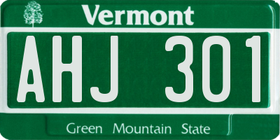 VT license plate AHJ301