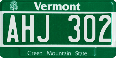 VT license plate AHJ302