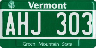 VT license plate AHJ303