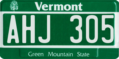 VT license plate AHJ305
