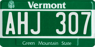 VT license plate AHJ307