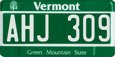 VT license plate AHJ309