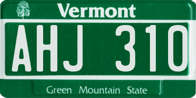 VT license plate AHJ310
