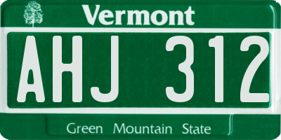 VT license plate AHJ312