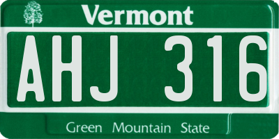 VT license plate AHJ316