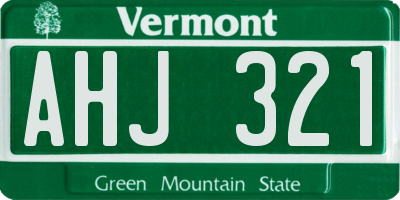 VT license plate AHJ321