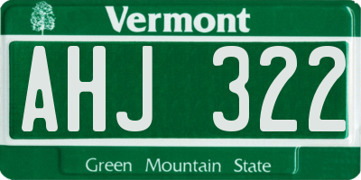 VT license plate AHJ322