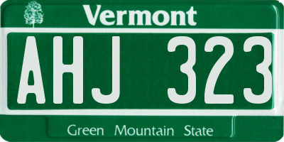 VT license plate AHJ323