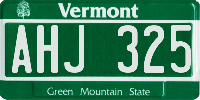 VT license plate AHJ325