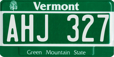 VT license plate AHJ327