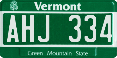 VT license plate AHJ334