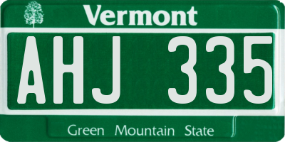 VT license plate AHJ335
