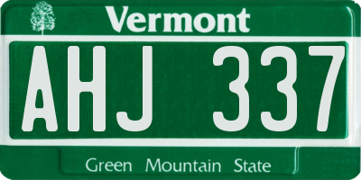 VT license plate AHJ337