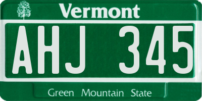 VT license plate AHJ345