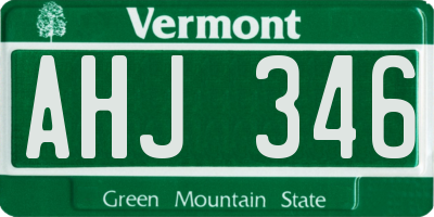 VT license plate AHJ346