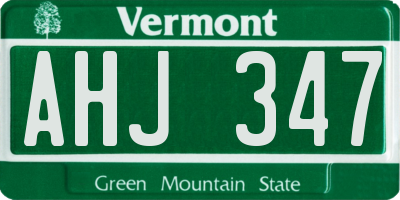 VT license plate AHJ347