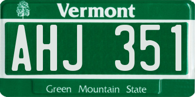 VT license plate AHJ351
