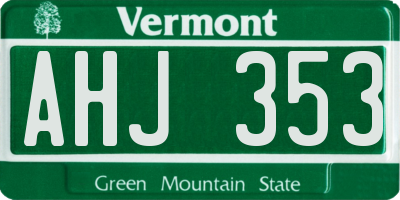 VT license plate AHJ353