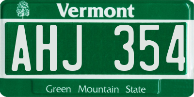 VT license plate AHJ354