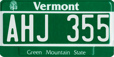 VT license plate AHJ355