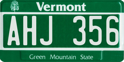 VT license plate AHJ356