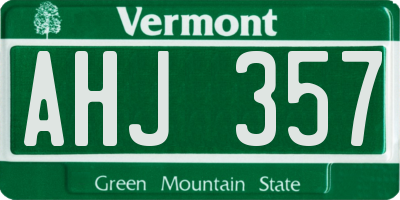 VT license plate AHJ357