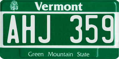 VT license plate AHJ359