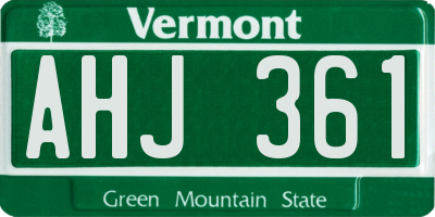 VT license plate AHJ361
