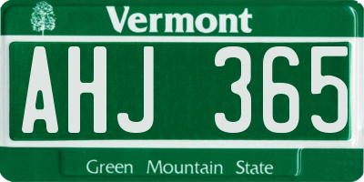 VT license plate AHJ365