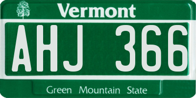 VT license plate AHJ366