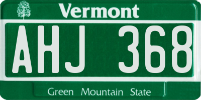 VT license plate AHJ368