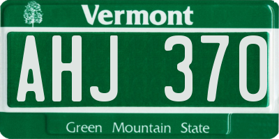VT license plate AHJ370