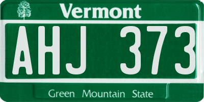 VT license plate AHJ373