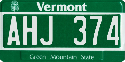 VT license plate AHJ374