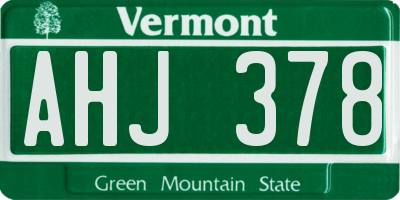 VT license plate AHJ378
