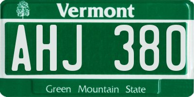 VT license plate AHJ380