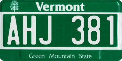 VT license plate AHJ381