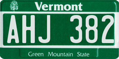 VT license plate AHJ382