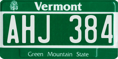 VT license plate AHJ384