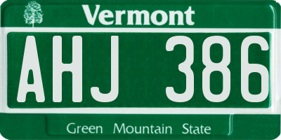 VT license plate AHJ386