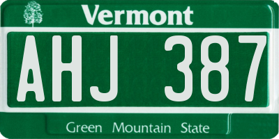 VT license plate AHJ387