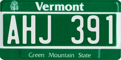 VT license plate AHJ391
