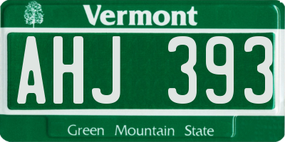 VT license plate AHJ393