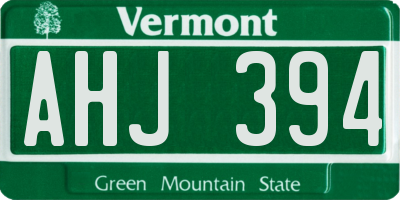VT license plate AHJ394